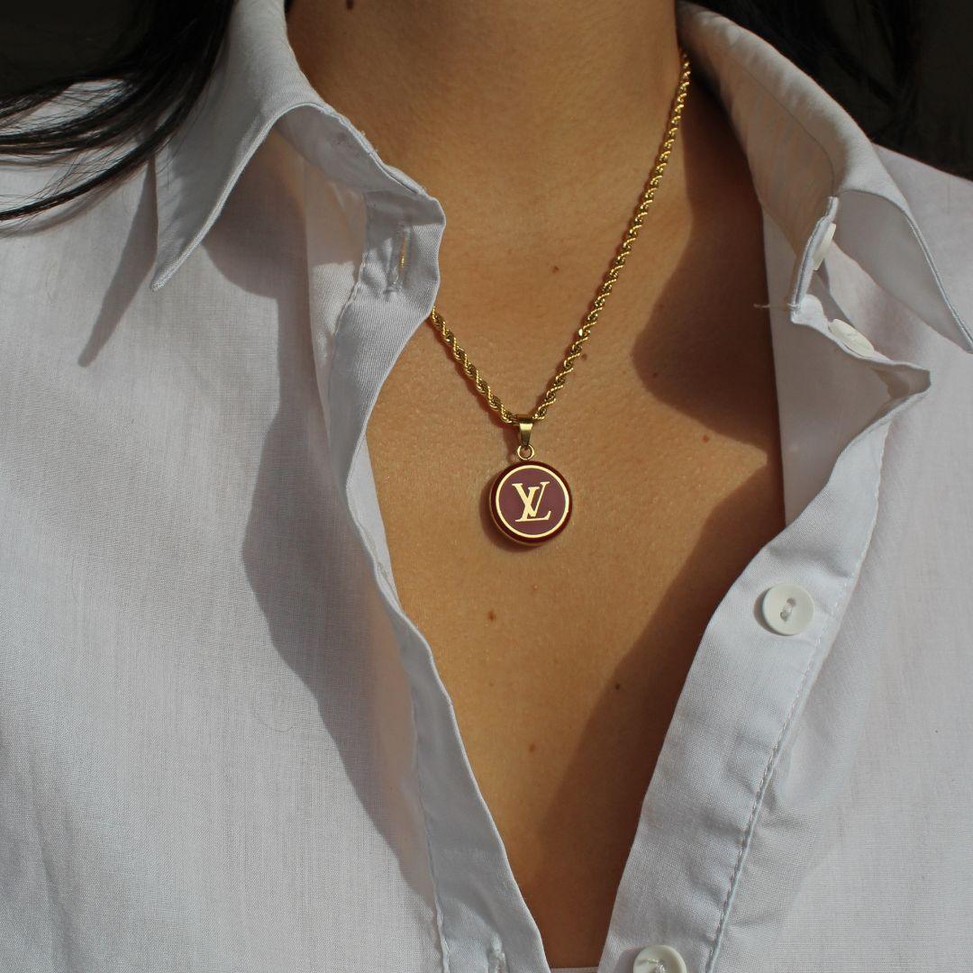Authentic Louis Vuitton Red Logo Pendant- Necklace