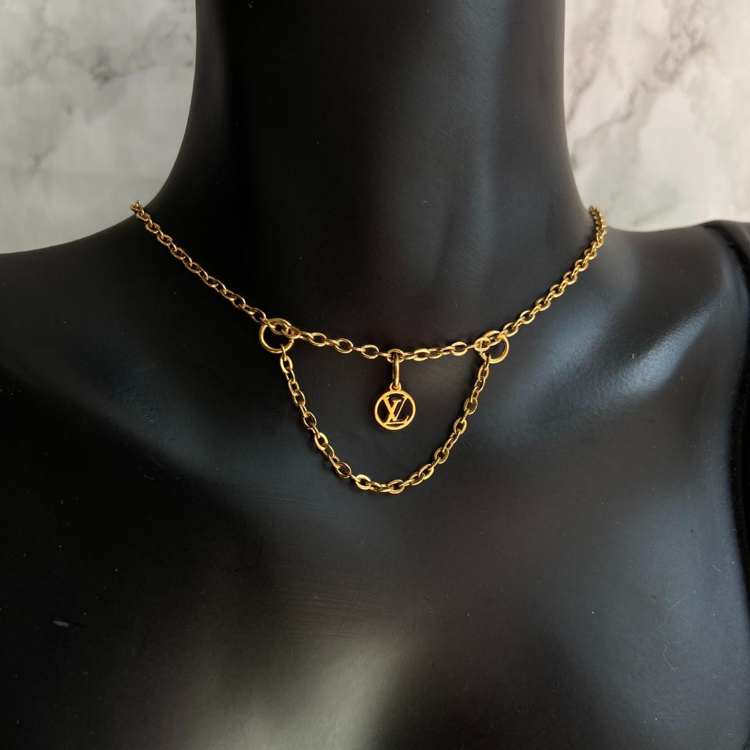 Authentic Louis Vuitton Logo Blooming Pendant- Reworked Choker