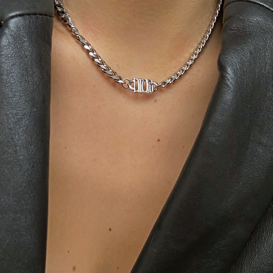 Authentic Dior pendant - Repurposed Silver Choker