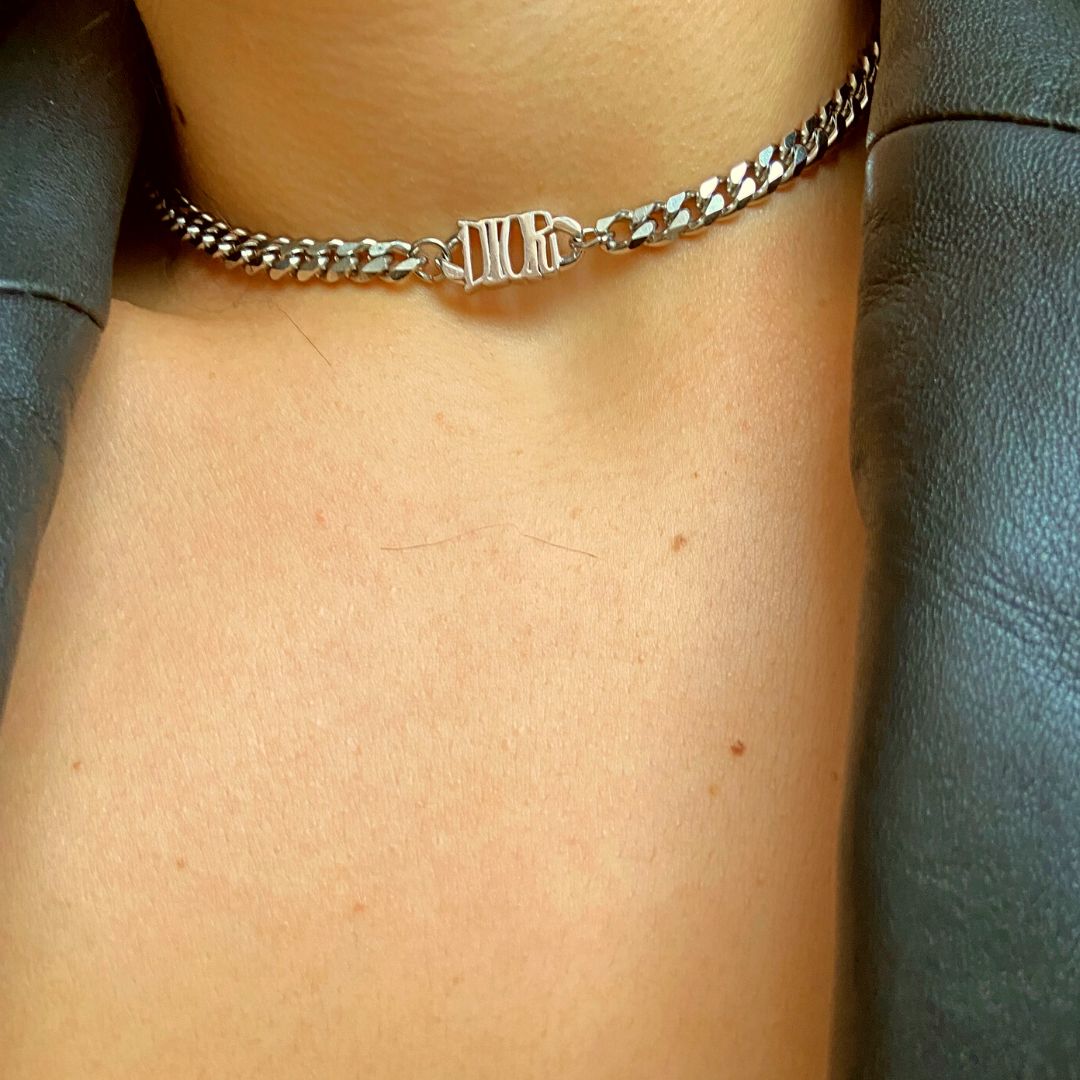 Authentic Dior pendant - Repurposed Silver Choker