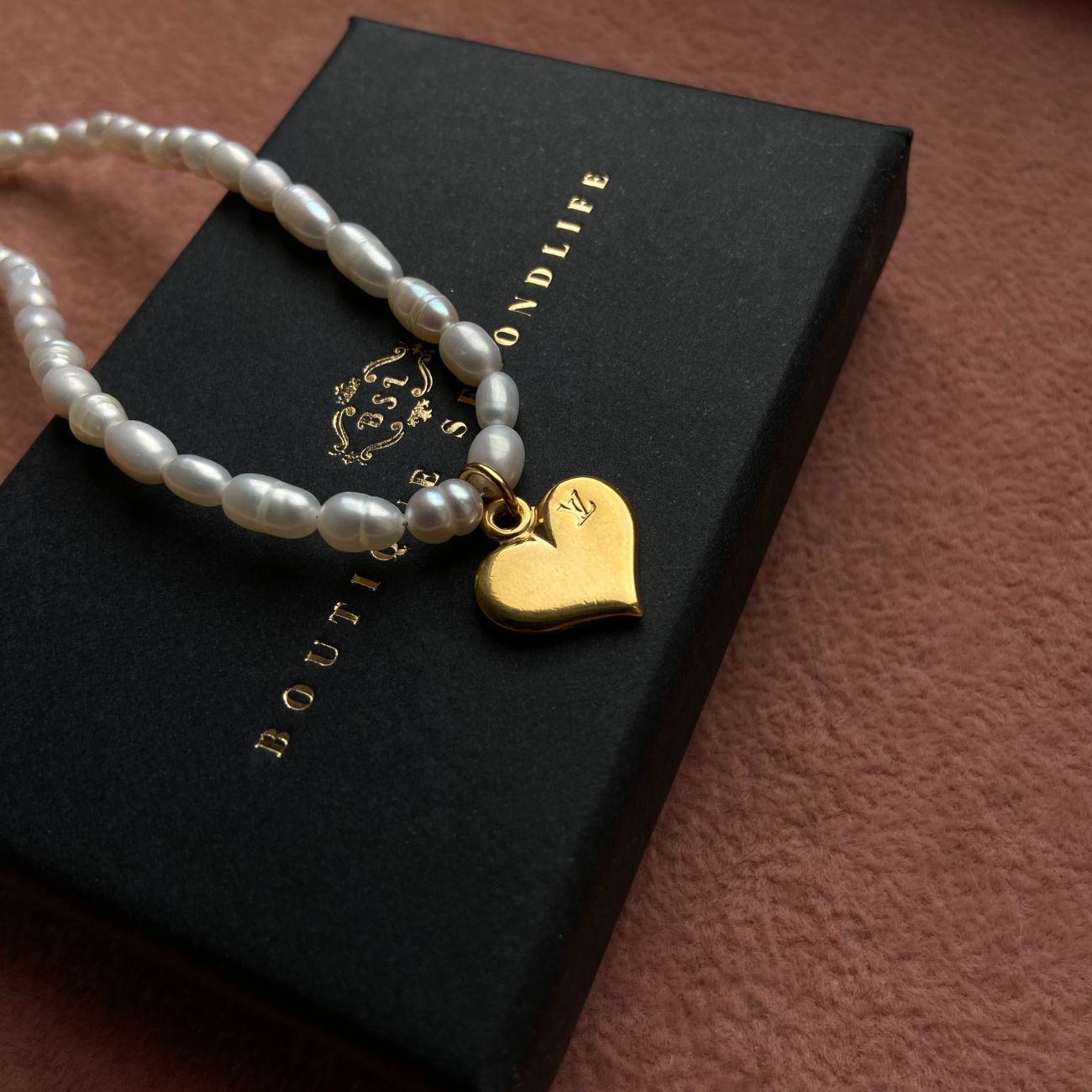 Authentic Louis Vuitton Heart Pendant-Reworked Pearls Necklace