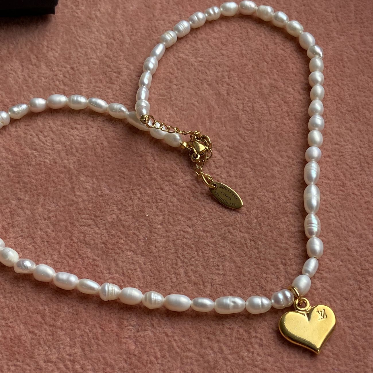 Authentic Louis Vuitton Heart Pendant-Reworked Pearls Necklace