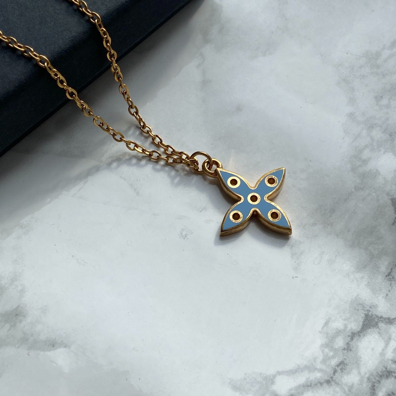 Authentic Louis Vuitton Blu & Yellow Looping Pendant- Reworked Necklace