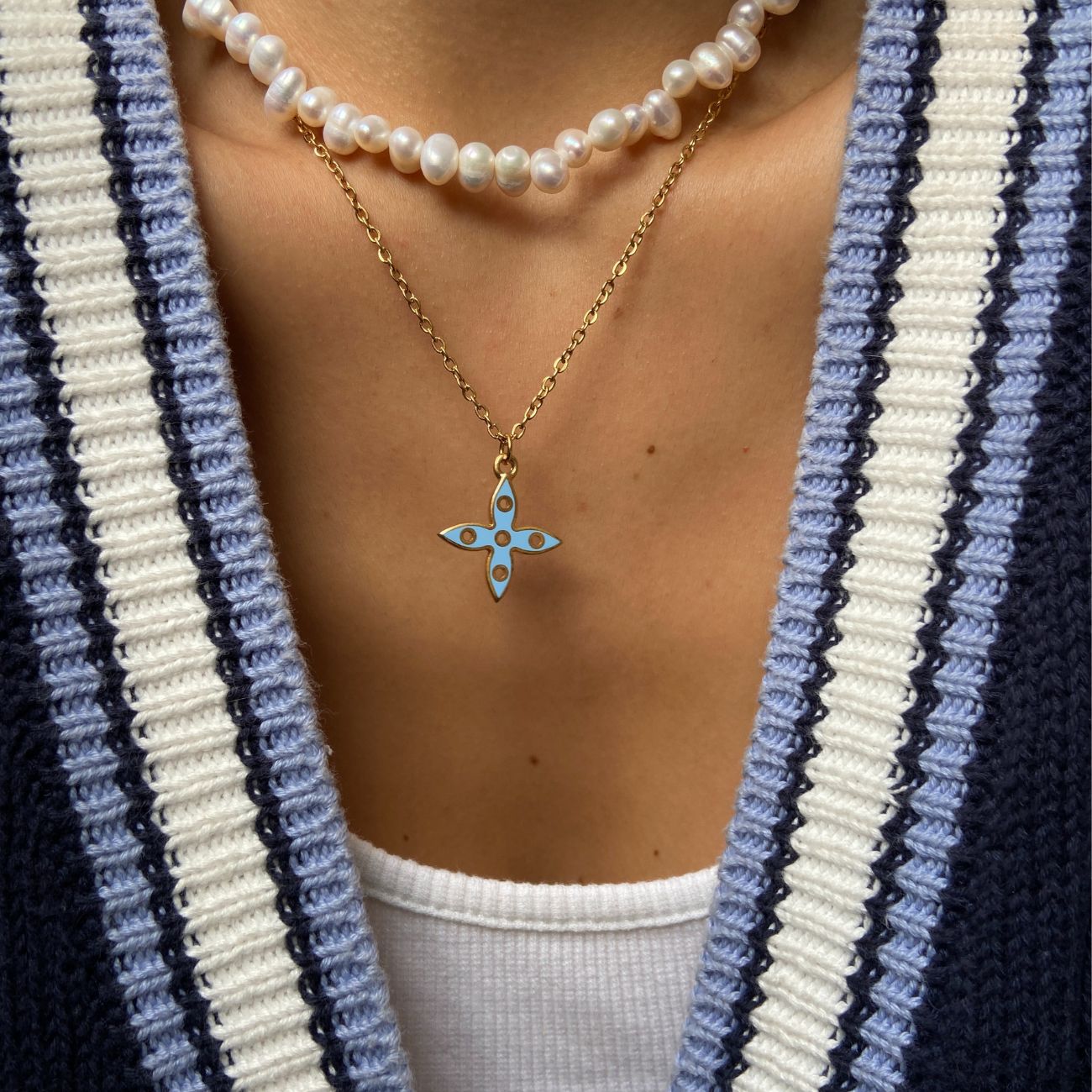 Authentic Louis Vuitton Blu & Yellow Looping Pendant- Reworked Necklace