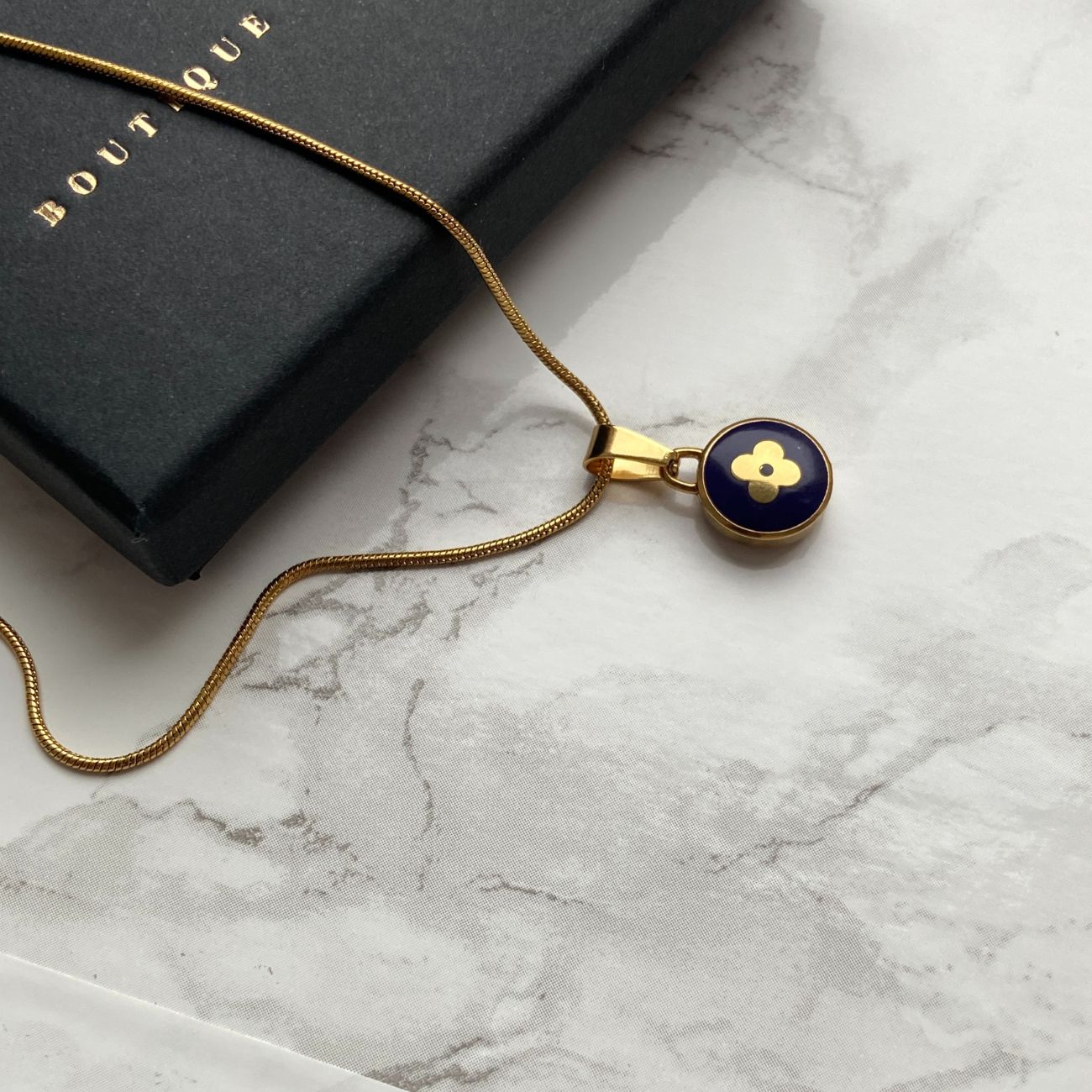 Authentic Louis Vuitton Dark Blue Pendant- Necklace