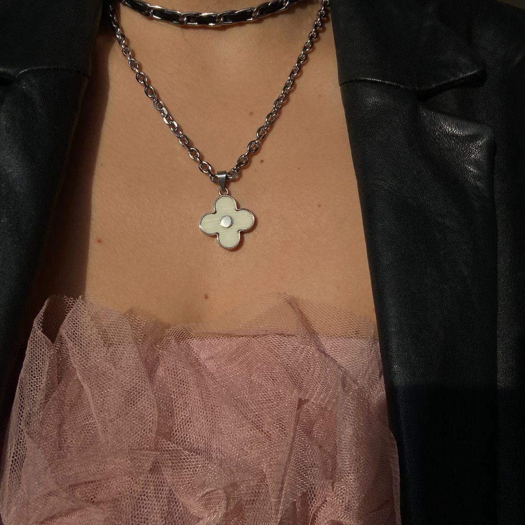 Authentic Louis Vuitton Flower Silver Charm- Reworked Necklace