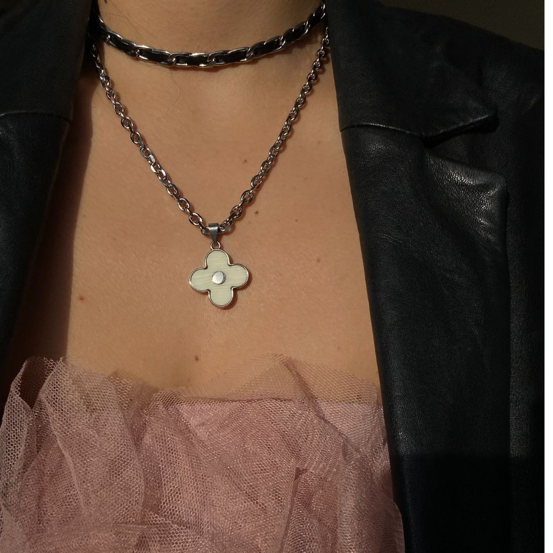 Authentic Louis Vuitton Flower Silver Charm- Reworked Necklace