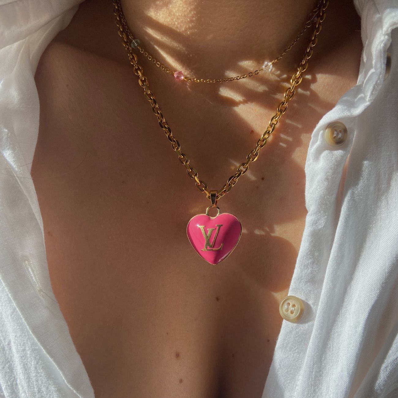 Authentic Louis Vuitton Pendant Big Coeur -Reworked Necklace