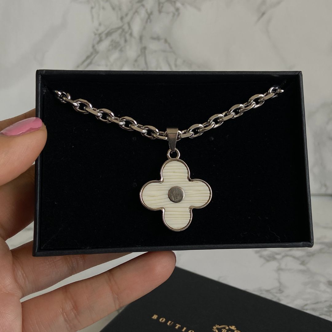 Authentic Louis Vuitton Flower Silver Charm- Reworked Necklace