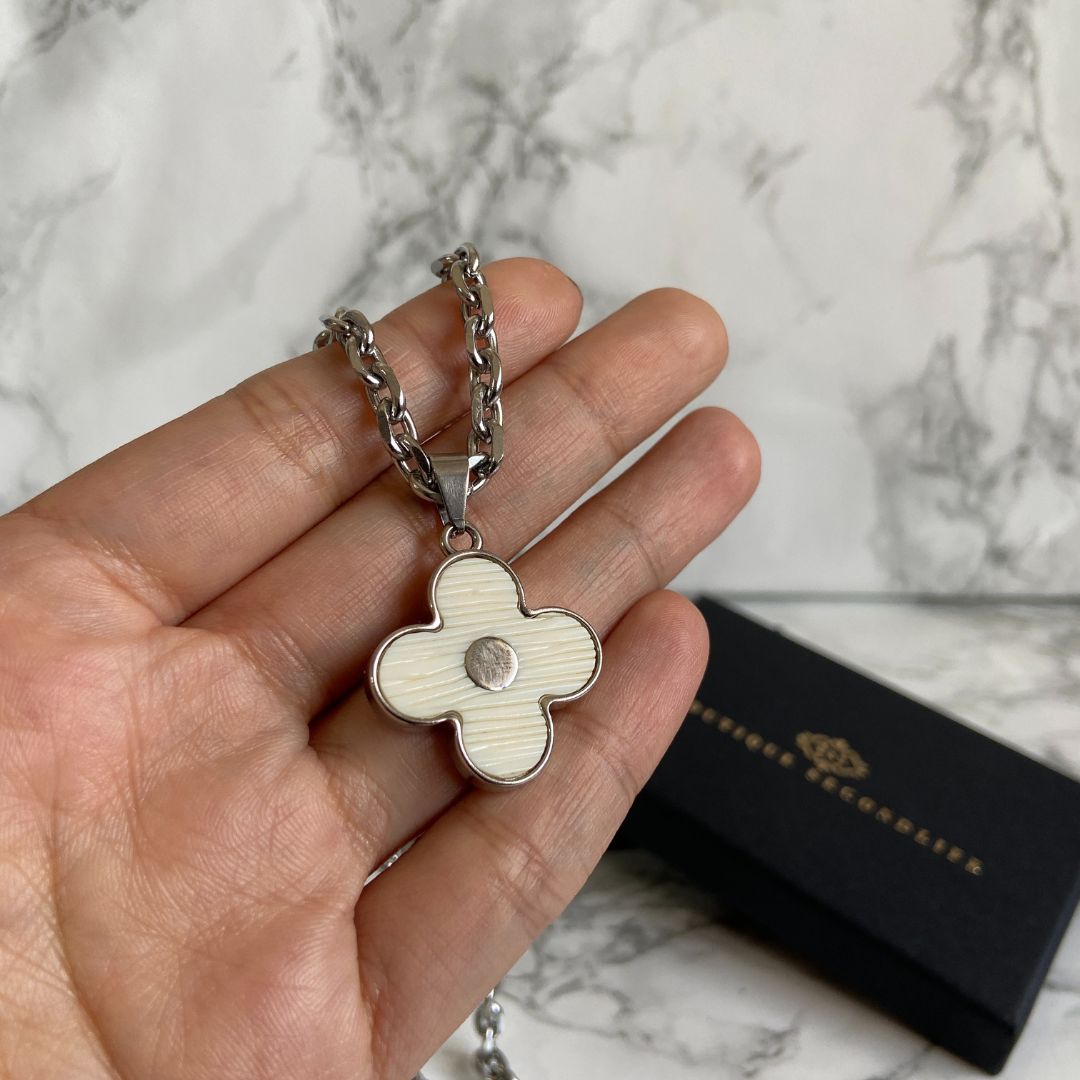Authentic Louis Vuitton Flower Silver Charm- Reworked Necklace