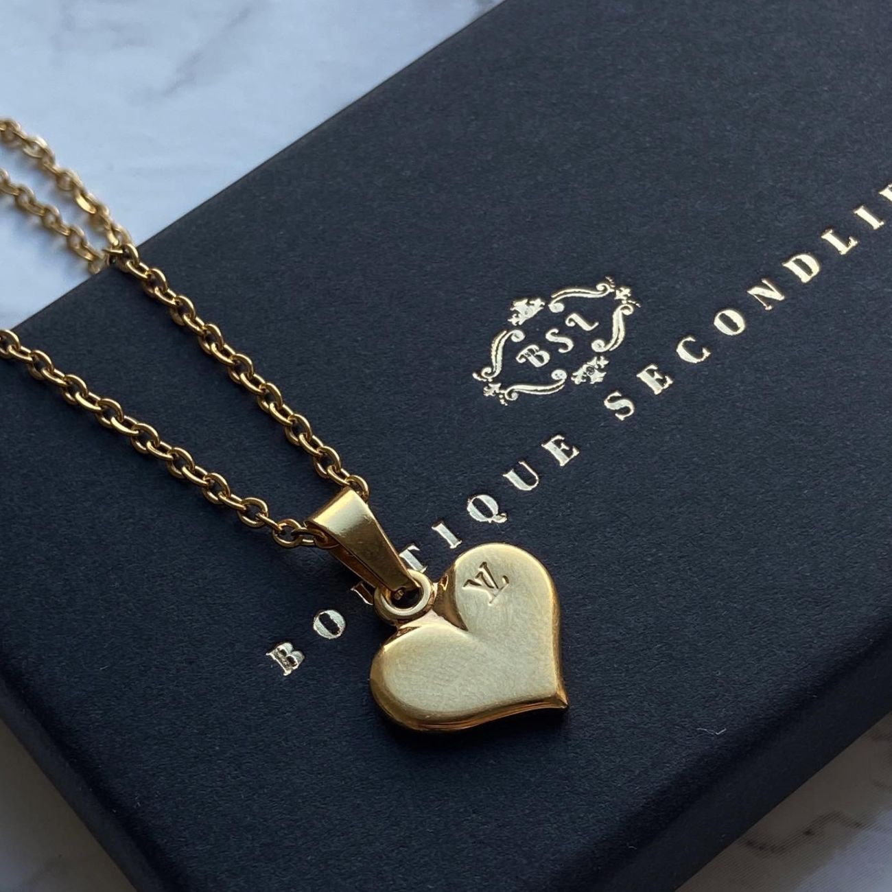 Authentic Louis Vuitton Heart Pendant- Dainty Reworked Necklace