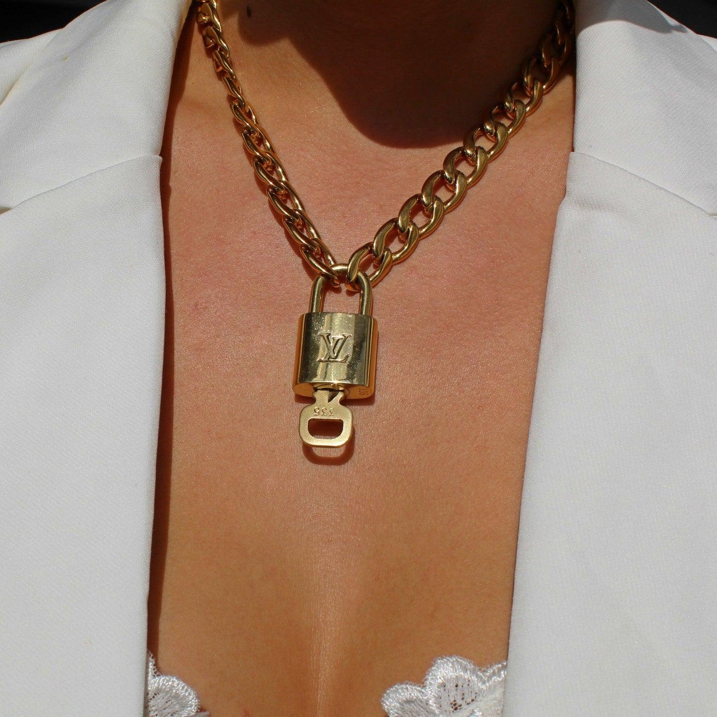 Louis Vuitton Padlock with Chunky Chain Necklace
