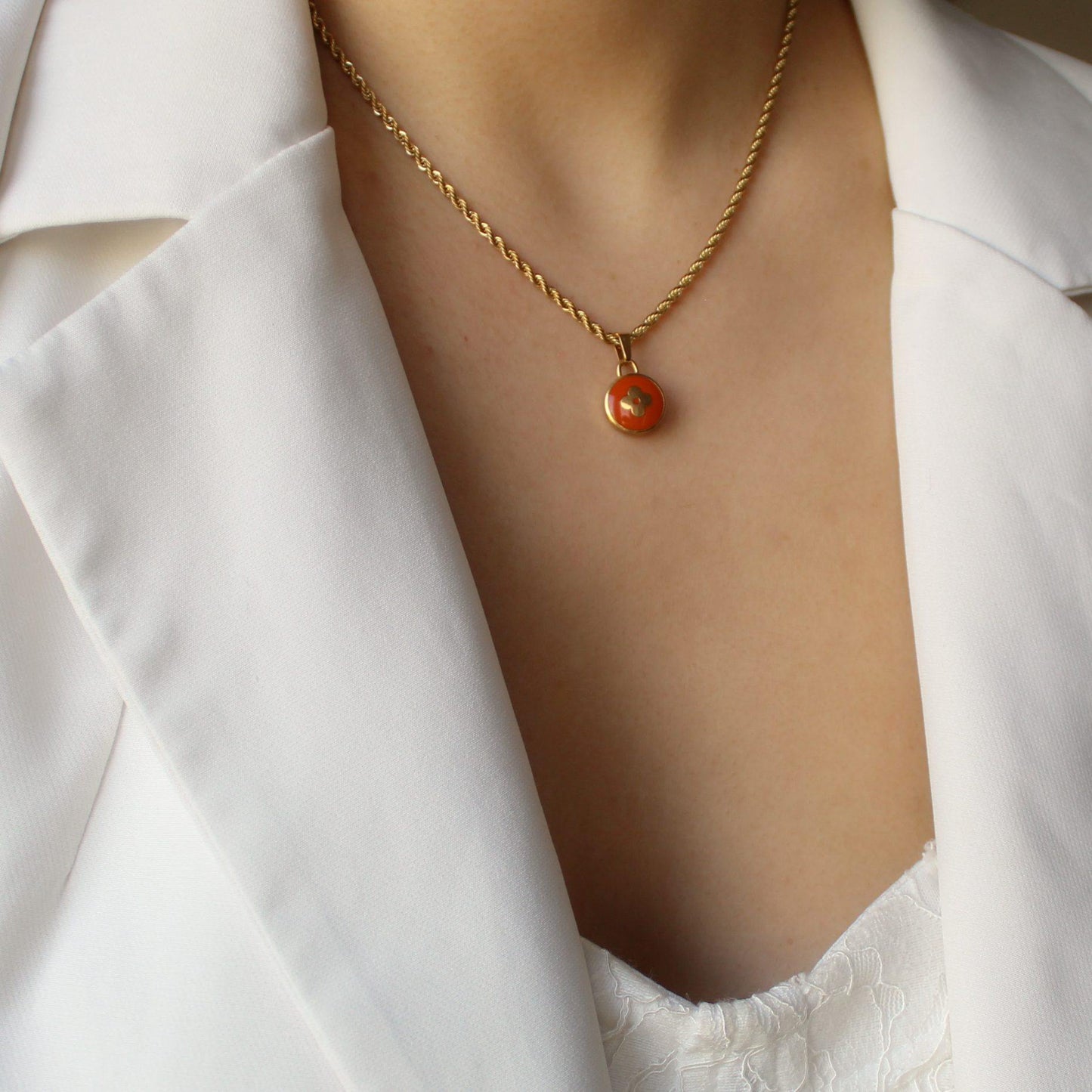 Authentic Louis Vuitton Tangerine Pendant- Necklace