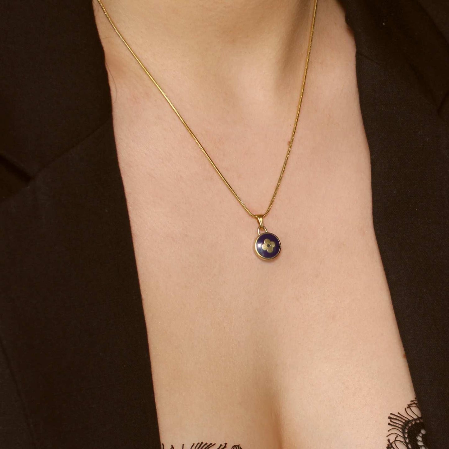 Authentic Louis Vuitton Dark Blue Pendant- Necklace
