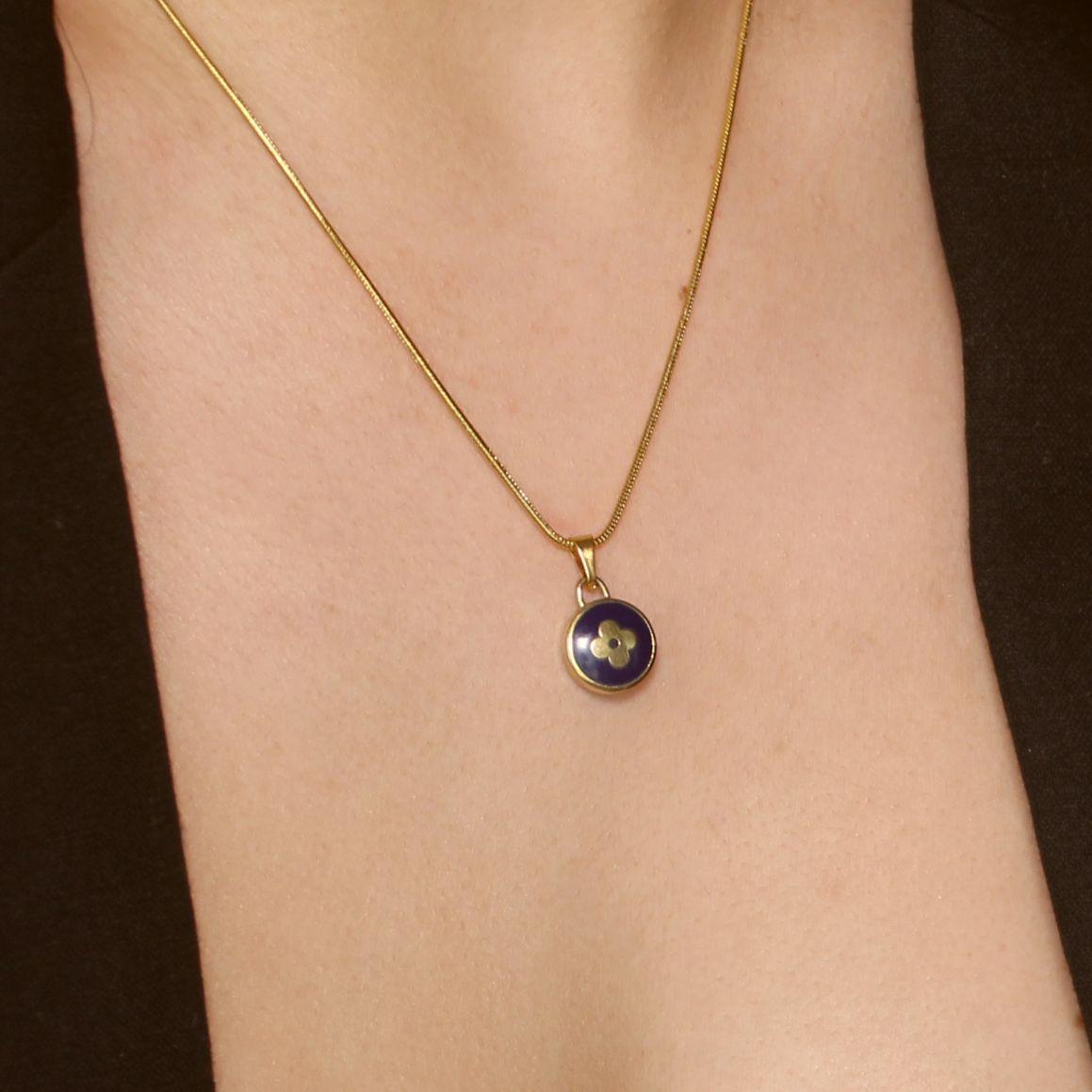 Authentic Louis Vuitton Dark Blue Pendant- Necklace
