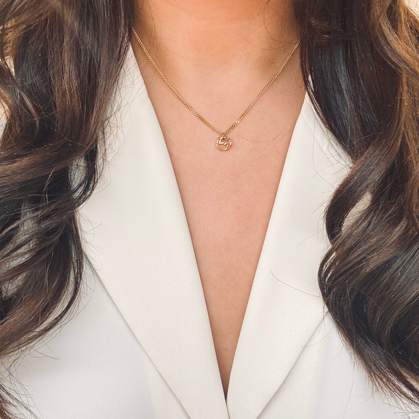 Authentic repurposed Gucci logo necklace