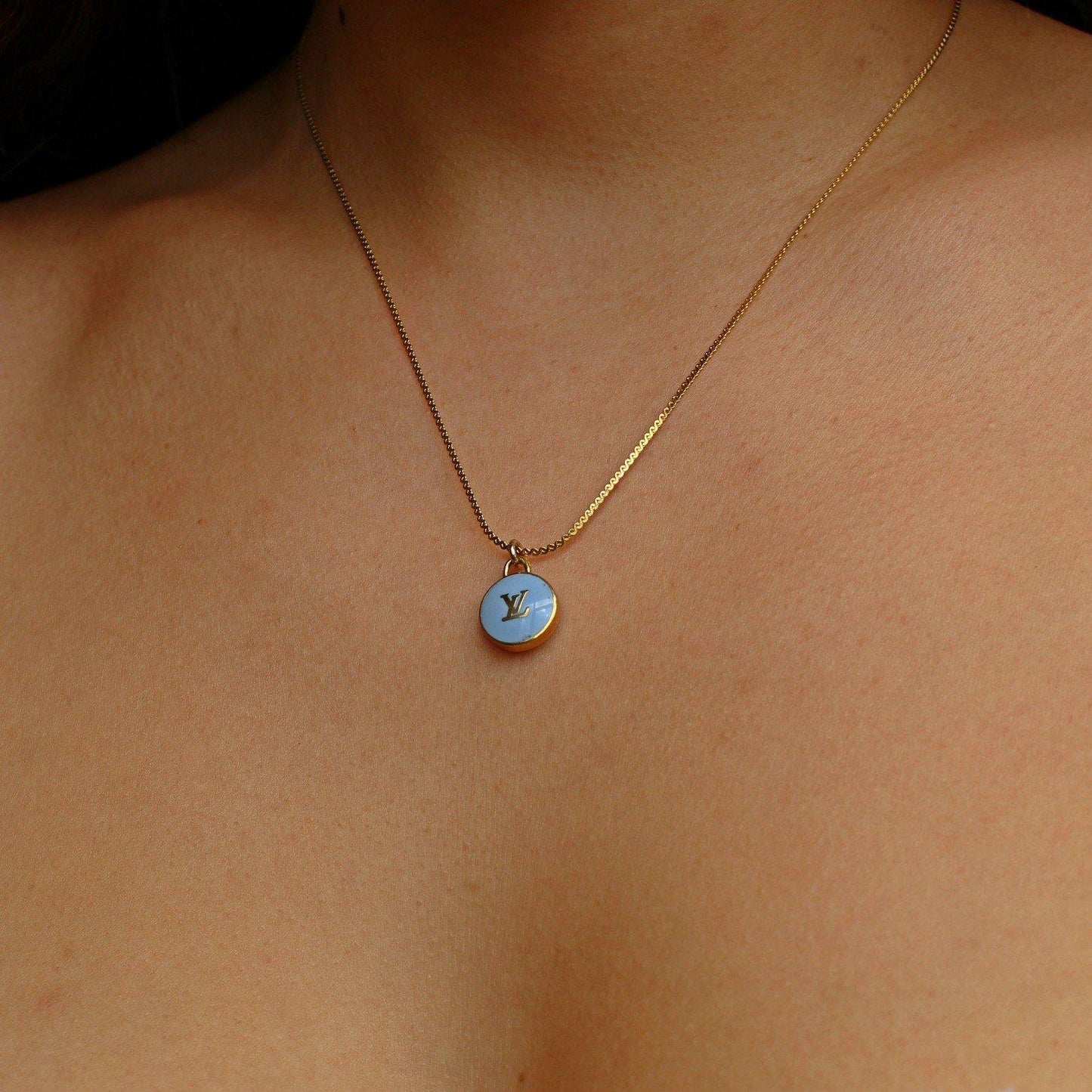 Authentic Louis Vuitton Baby Blue Logo Pendant Indigo Pastilles