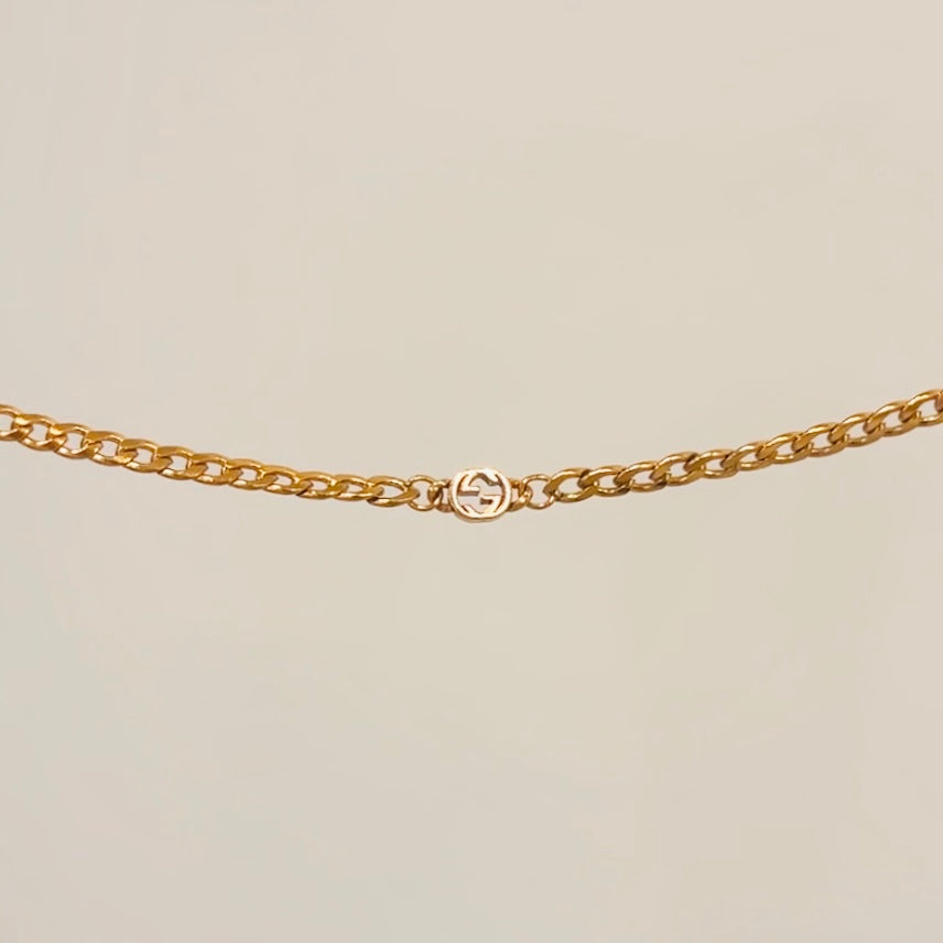 Authentic repurposed Gucci logo necklace
