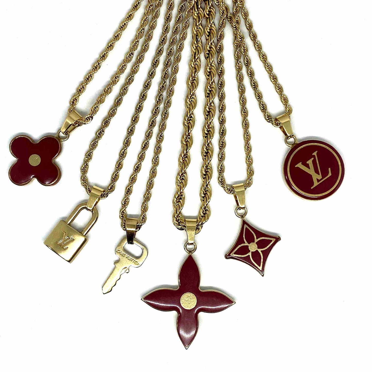 Authentic Louis Vuitton Red Logo Pendant- Necklace
