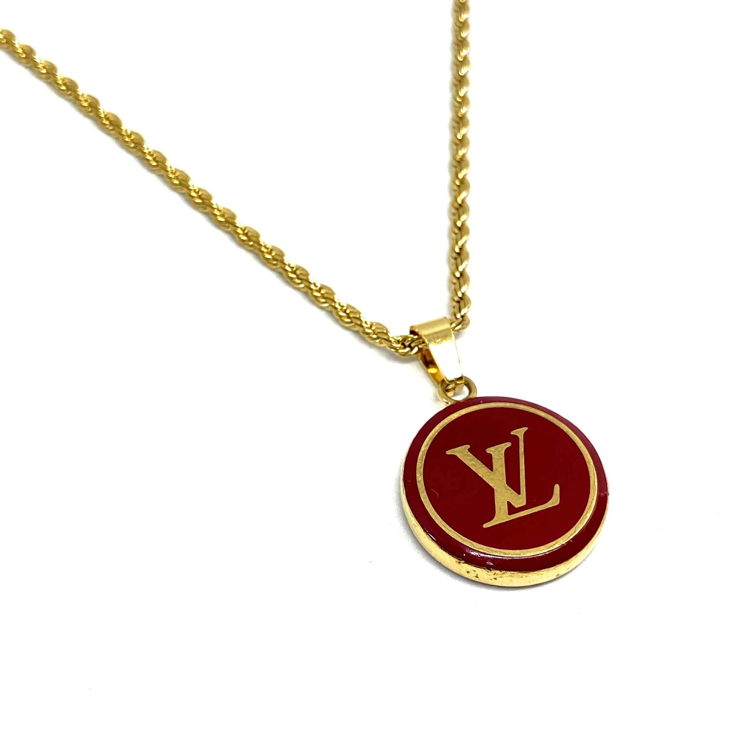 Authentic Louis Vuitton Red Logo Pendant- Necklace