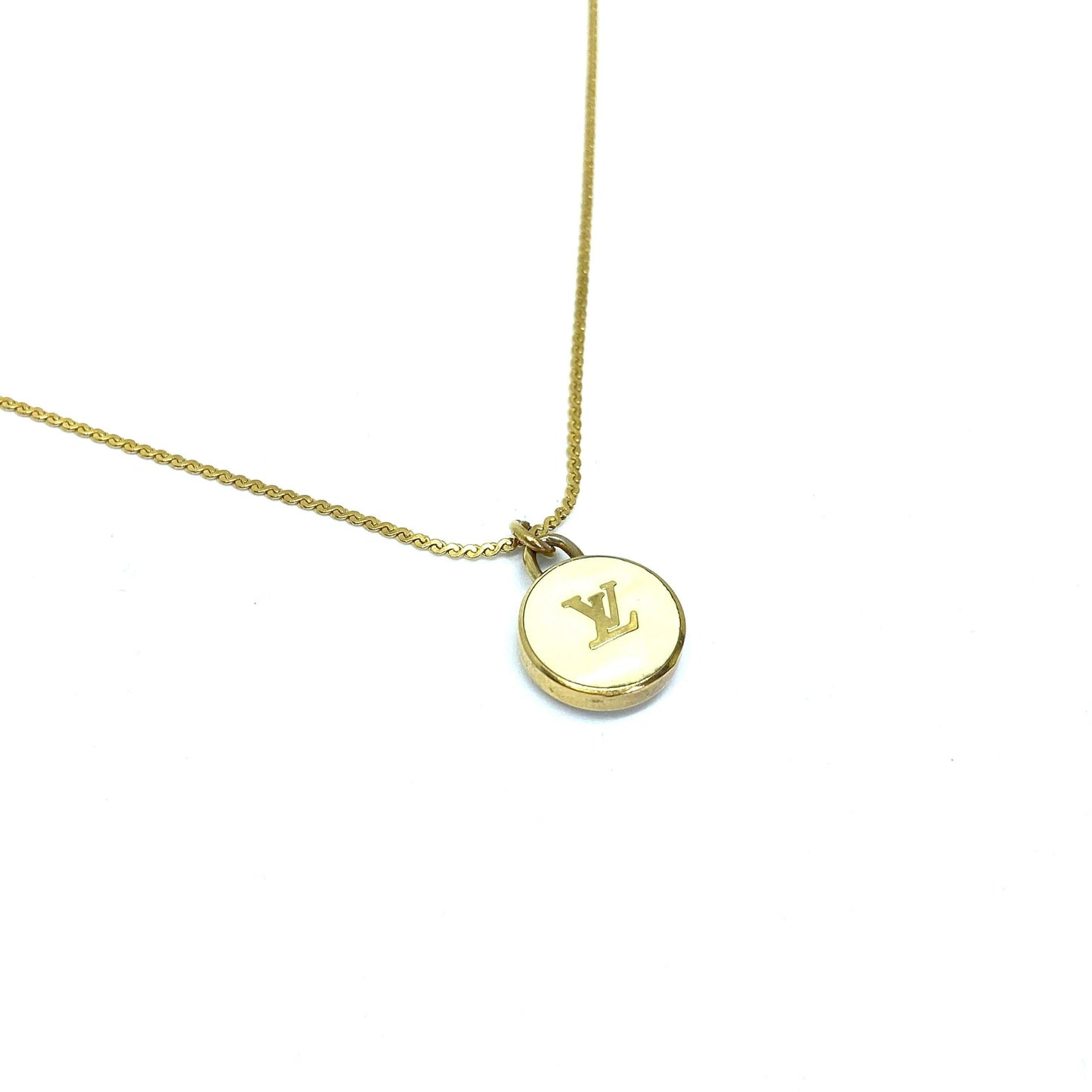 Authentic Louis Vuitton Logo Pendant White - Reworked Necklace