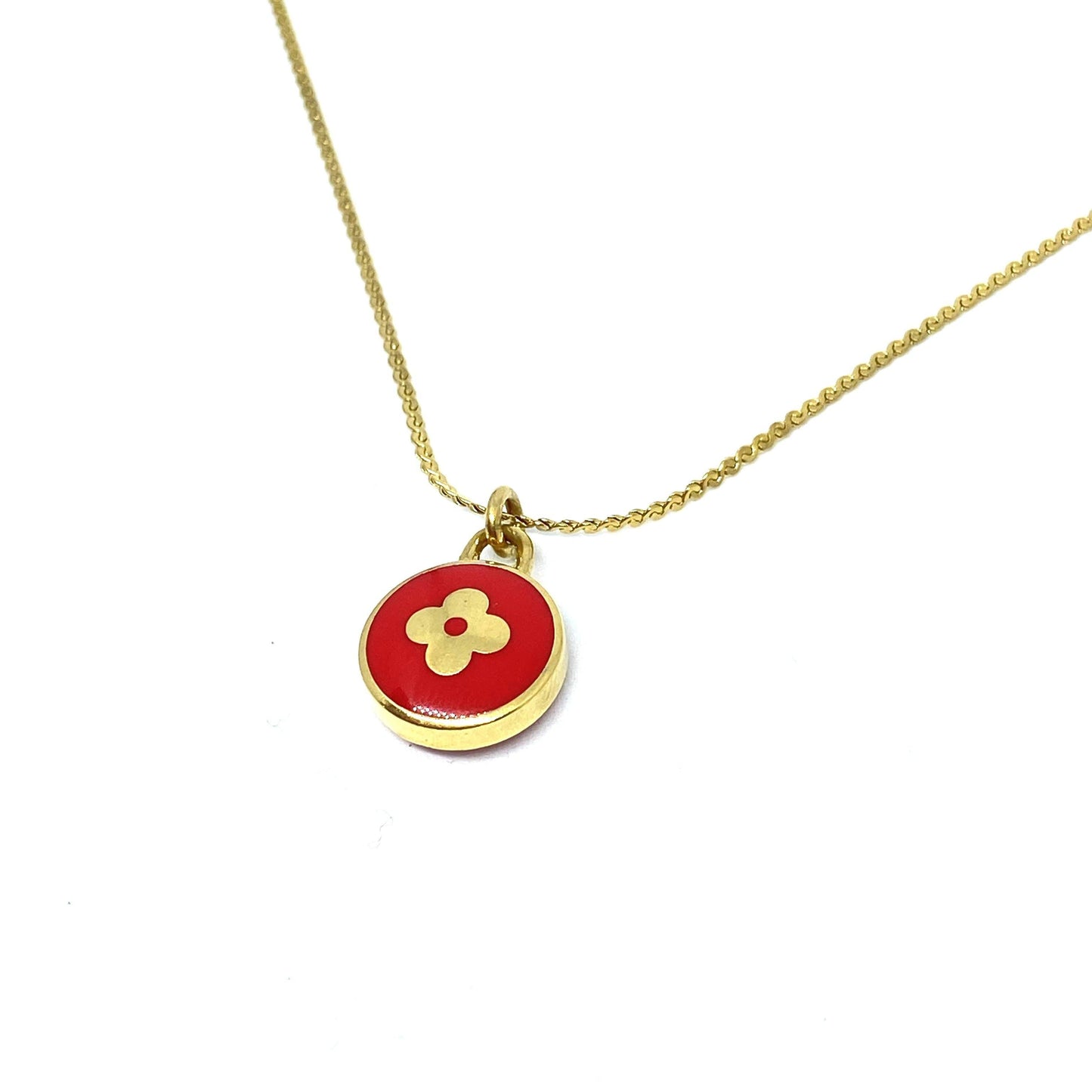 Authentic Louis Vuitton Red Pendant Pastilles Roses- Repurposed Necklace