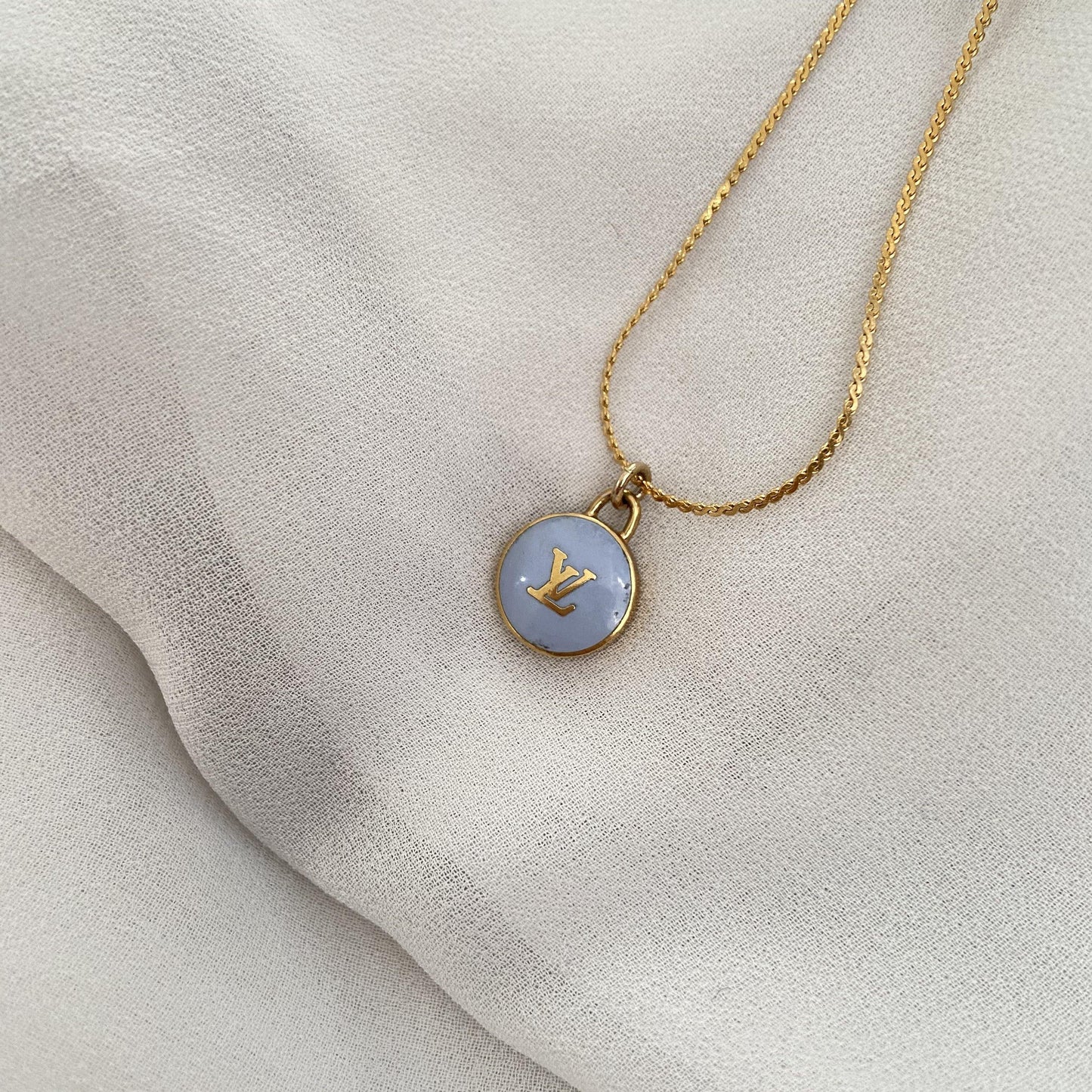 Authentic Louis Vuitton Baby Blue Logo Pendant Indigo Pastilles