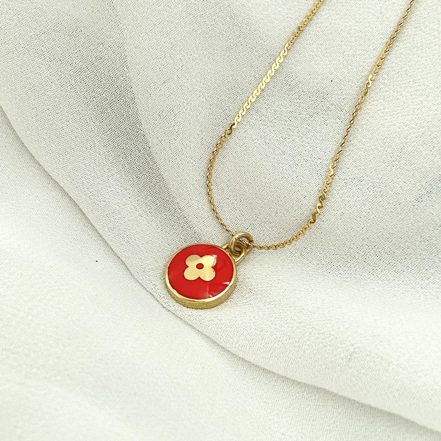 Authentic Louis Vuitton Red Pendant Pastilles Roses- Repurposed Necklace