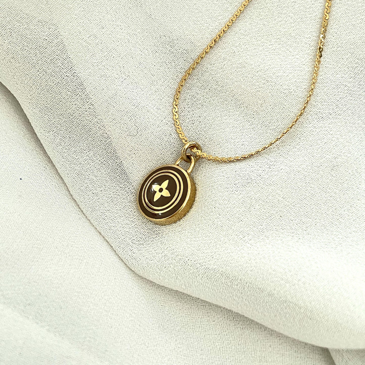 Authentic Louis Vuitton Chocolate Pendant Necklace