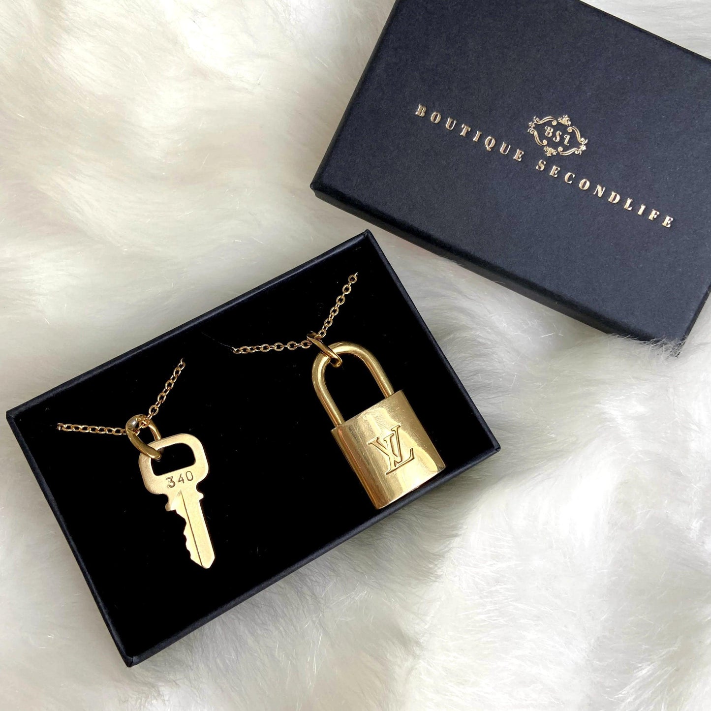 Louis Vuitton Padlock Necklace with Double Layer Chain