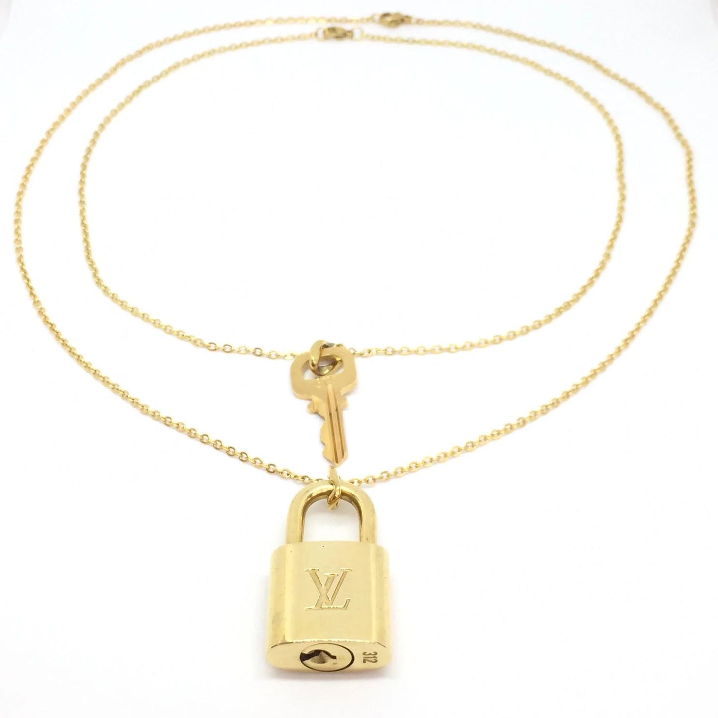 Louis Vuitton Padlock Necklace with Double Layer Chain