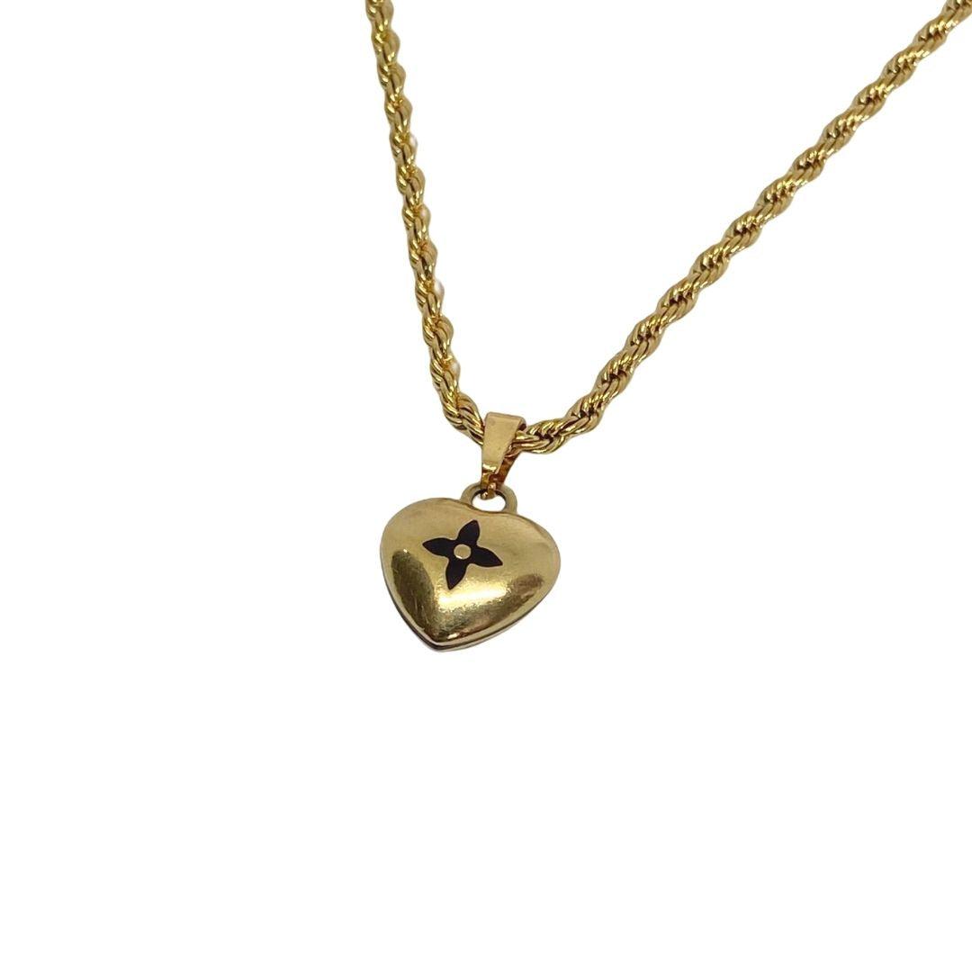 Authentic Louis Vuitton Mini Black Coeur Charm- Reworked Necklace
