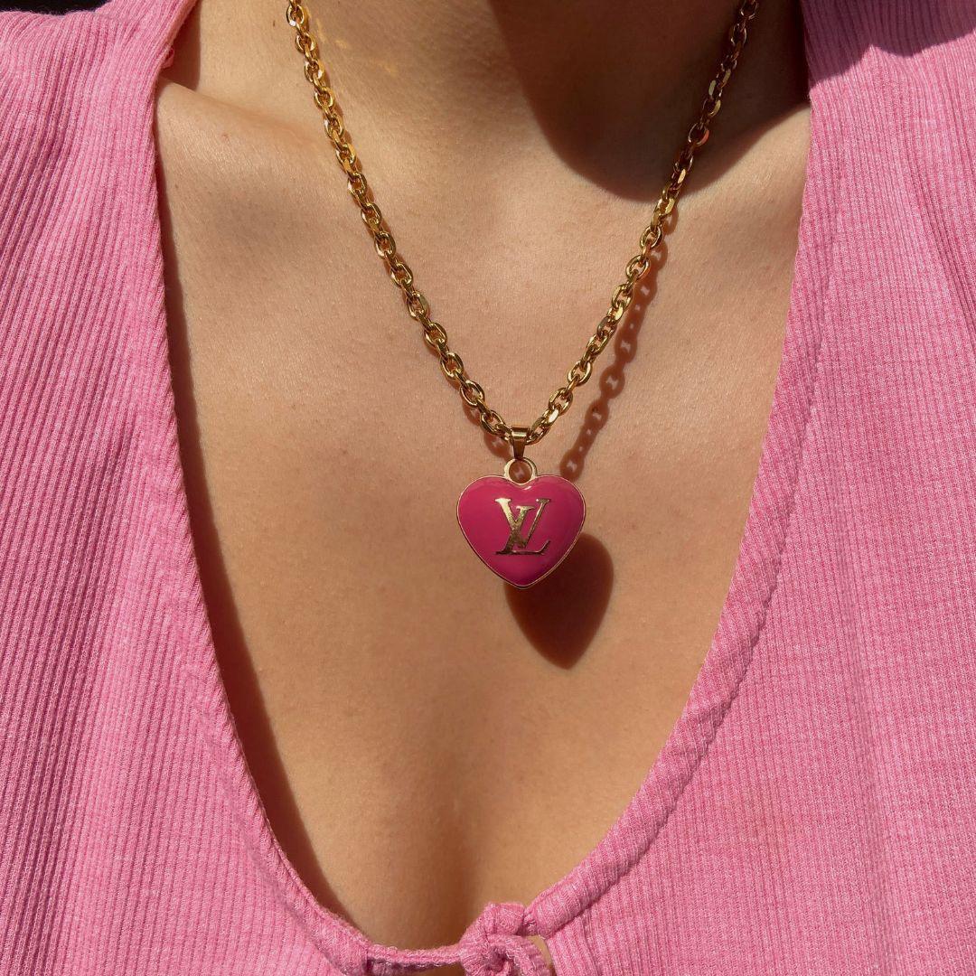 Authentic Louis Vuitton Pendant Big Coeur -Reworked Necklace