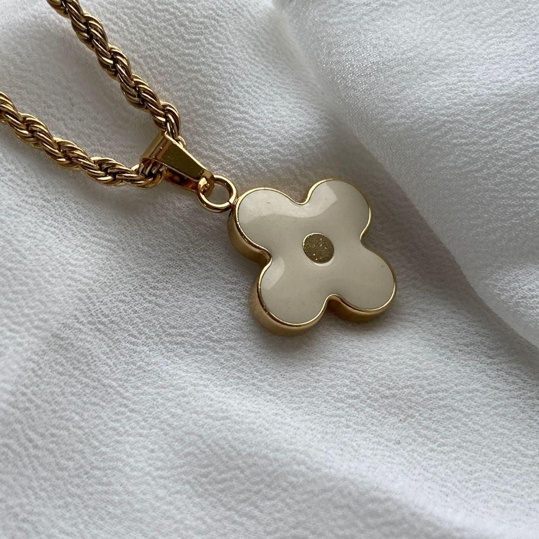 Authentic Louis Vuitton White Round Pendant- Necklace