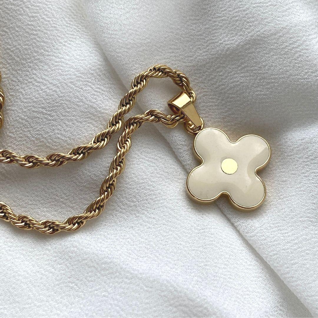 Authentic Louis Vuitton White Round Pendant- Necklace