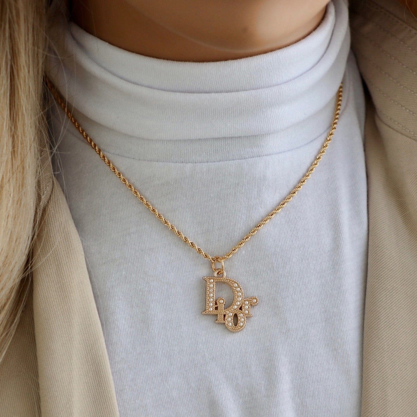 Dior Pearl Rope Chain Necklace