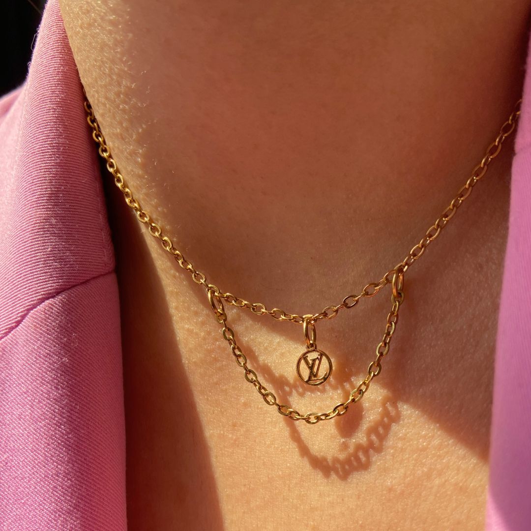 Authentic Louis Vuitton Logo Blooming Pendant- Reworked Choker