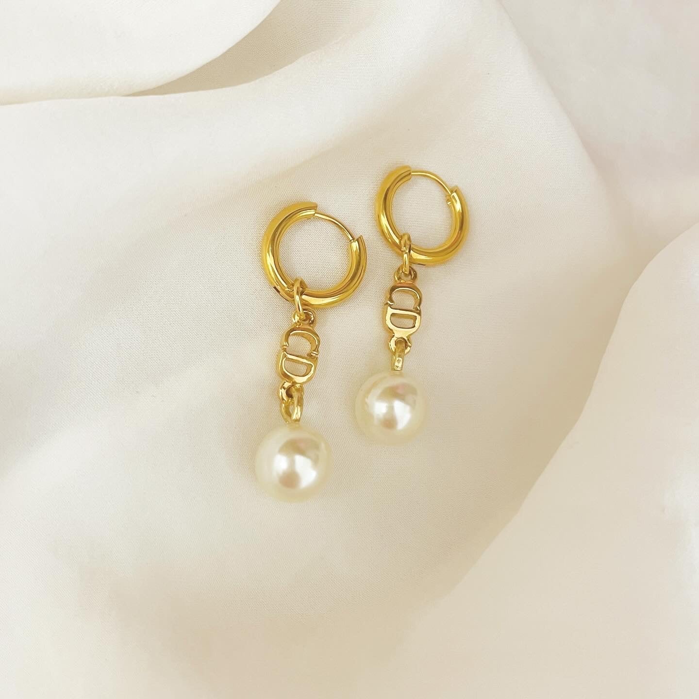 Authentic repurposed Dior CD earrings