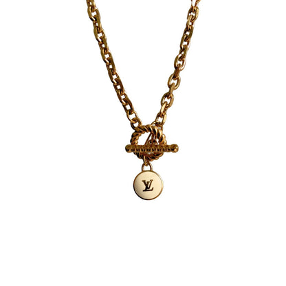 Authentic Louis Vuitton White Logo Pendant- Necklace