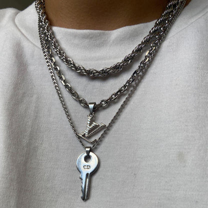 Authentic Louis Vuitton Logo Silver Charm- Reworked Necklace