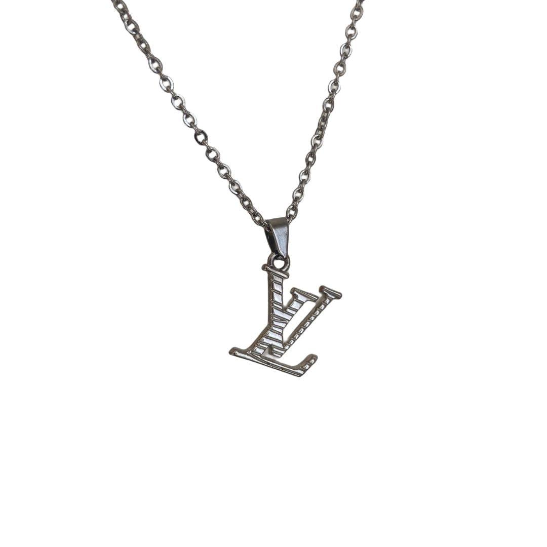Authentic Louis Vuitton Logo Silver Charm- Reworked Necklace
