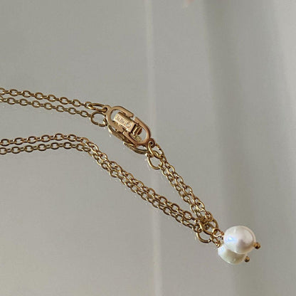 Authentic Dior clasp Pendant- on Chain with Pearl