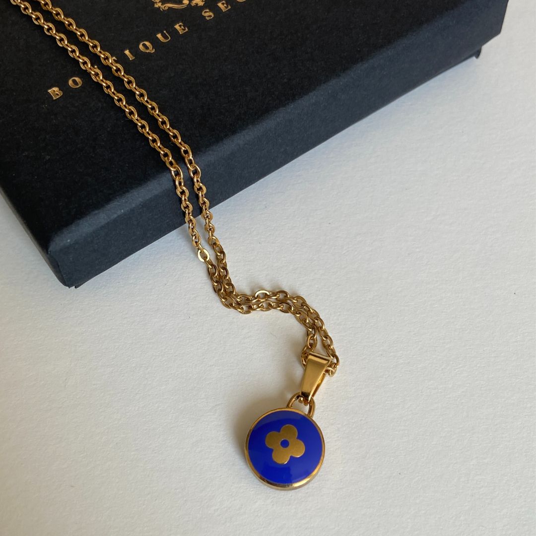 Authentic Louis Vuitton Blue Pendant- Upcycled Necklace