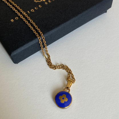 Authentic Louis Vuitton Blue Pendant- Upcycled Necklace