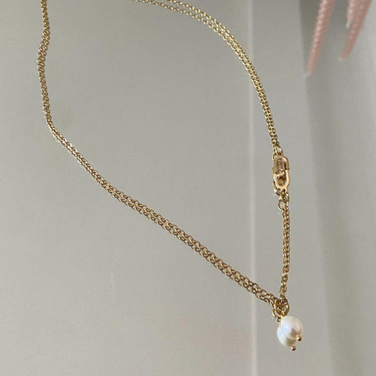 Authentic Dior clasp Pendant- on Chain with Pearl