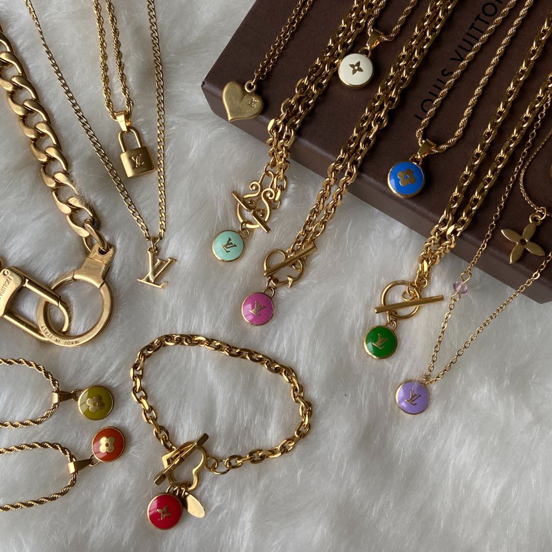 Authentic Louis Vuitton Logo Purple Pendant- Reworked Necklace