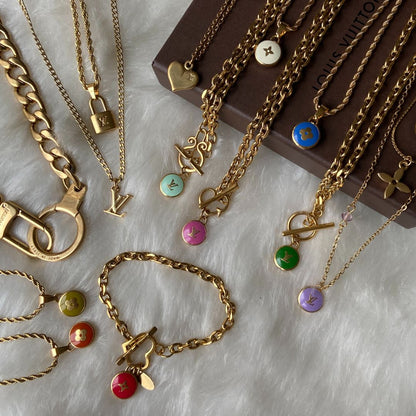 Authentic Louis Vuitton Logo Purple Pendant- Reworked Necklace