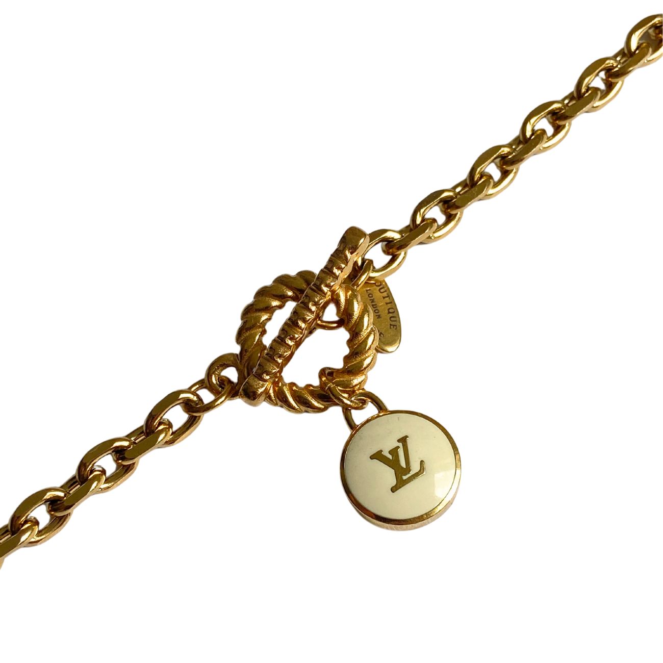 Authentic Louis Vuitton White Logo Pendant- Necklace