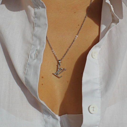 Authentic Louis Vuitton Logo Silver Charm- Reworked Necklace