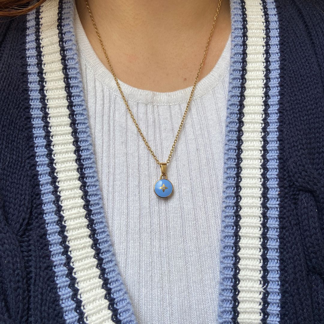 Authentic Louis Vuitton Blue Pendant- Upcycled Necklace